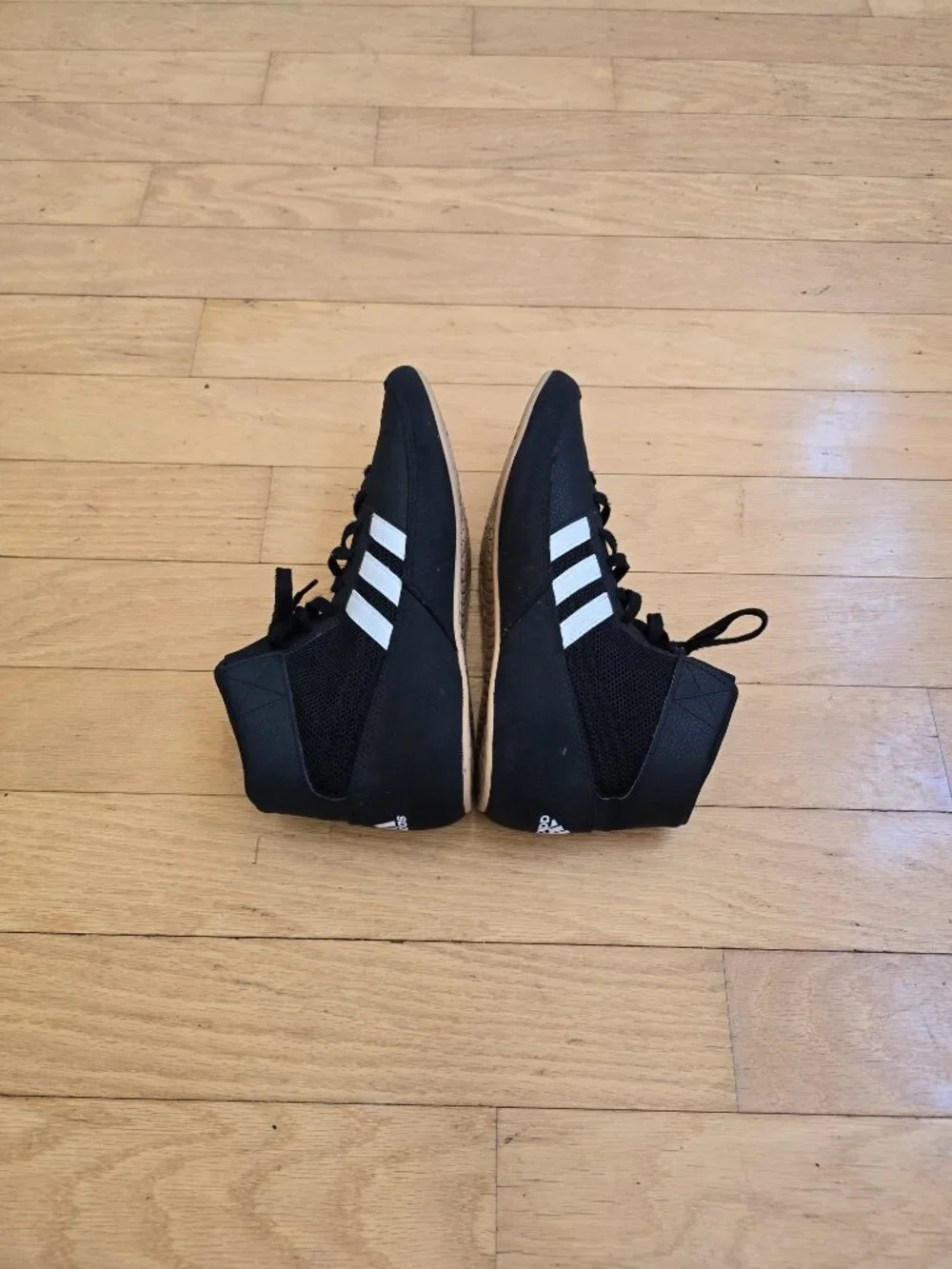 adidas | HVC Black White Gum Flat Sole Boxing Wrestling Sneakers | Men's 9.5
